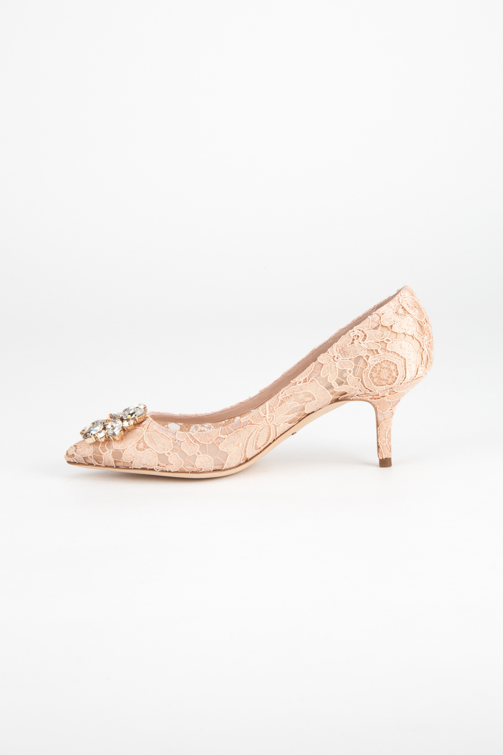 Dolce & Gabbana Lace Rainbow Pumps With Brooch Detailing Shoes In Nude