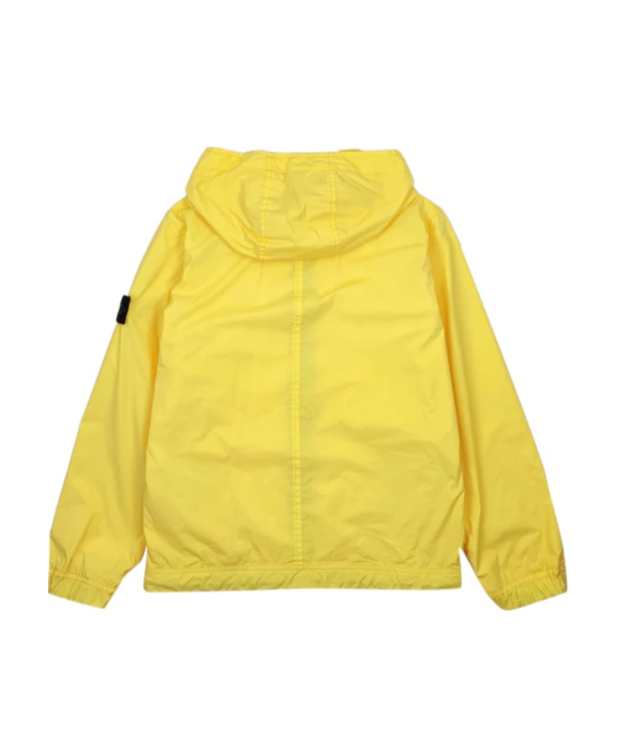 Stone Island Junior Zipped Hooded Rain Jacket In Yellow