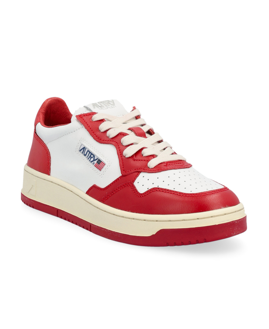 Autry Low Leather Sneakers Panelled Design In Red