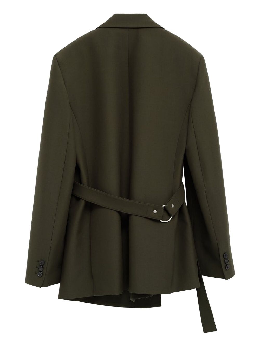 Loewe Khaki Green Double-breasted Wool Jacket Women In Green