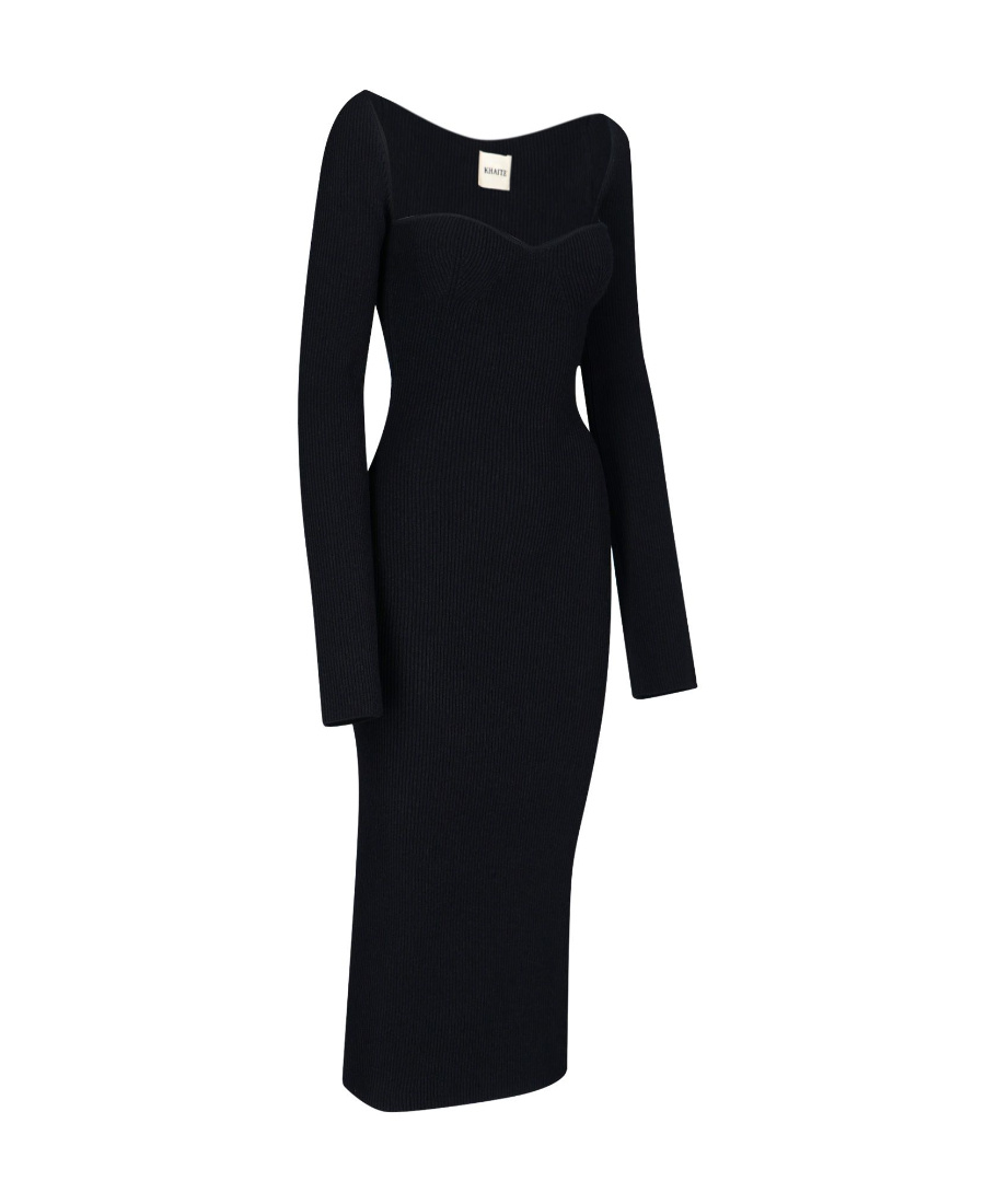 Khaite Beth Ribbed-knit Dress In Black