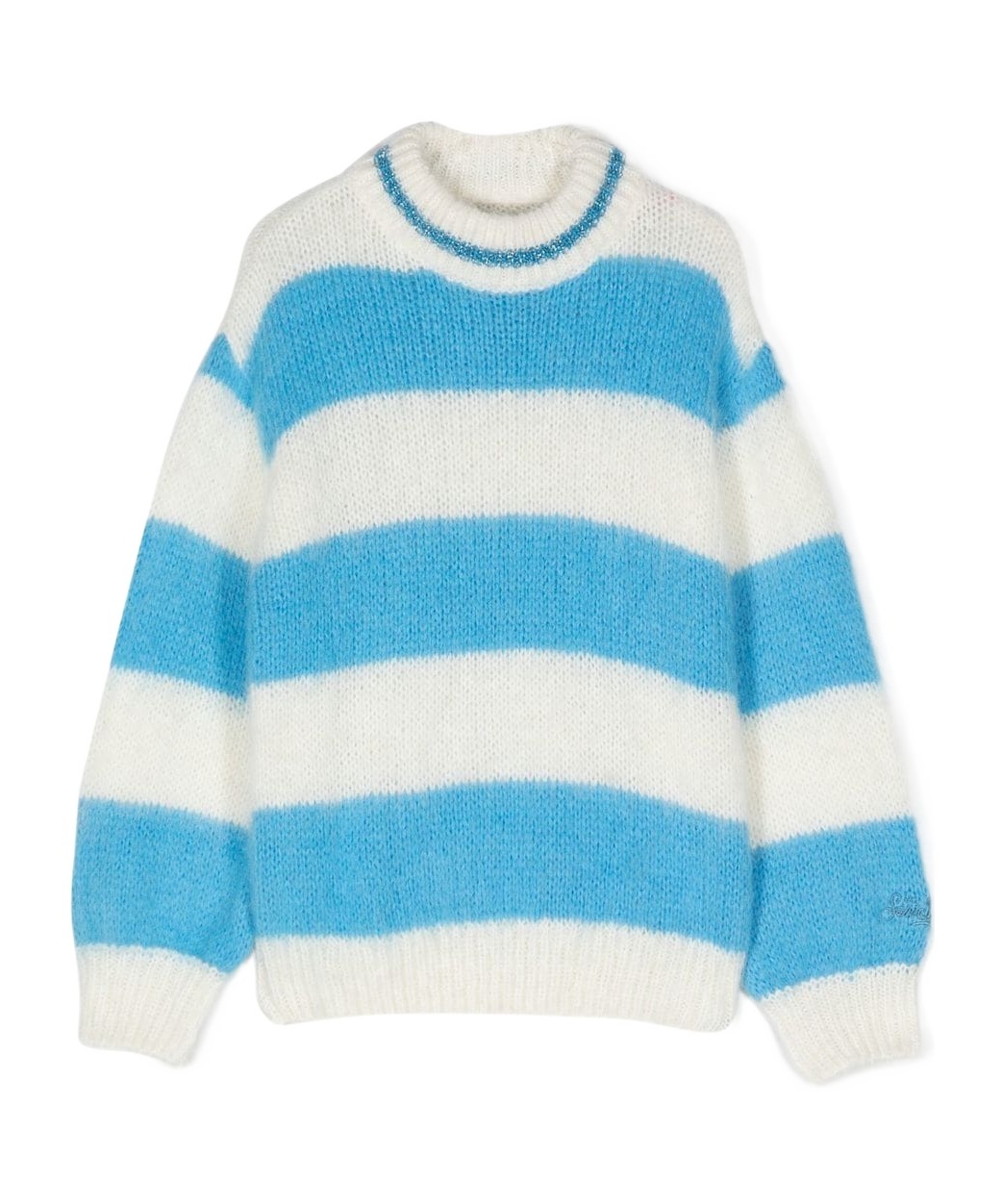 Mc2 Saint Barth Striped Knit Jumper In White