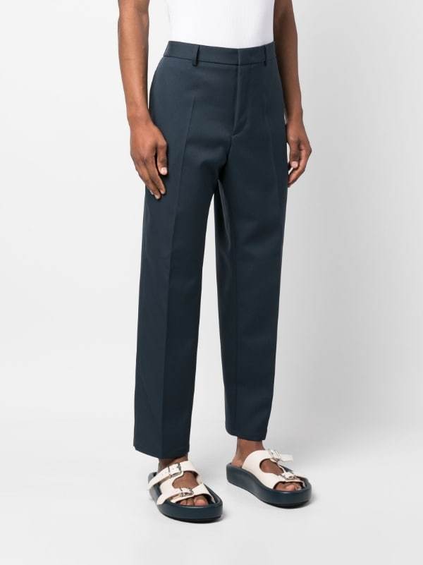 Jil Sander Straight-leg Cotton Trousers In Blue