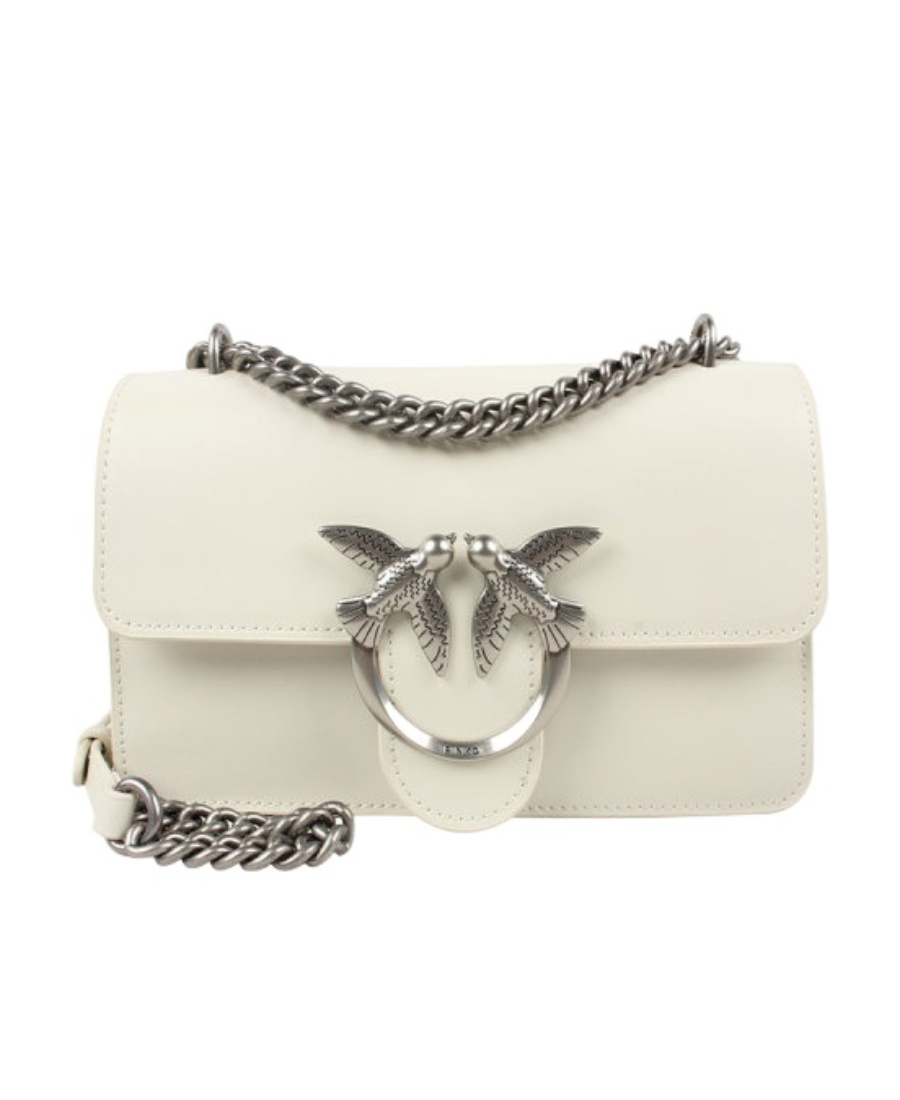 Shop Pinko Love One Chain-linked Mini Shoulder Bag In White