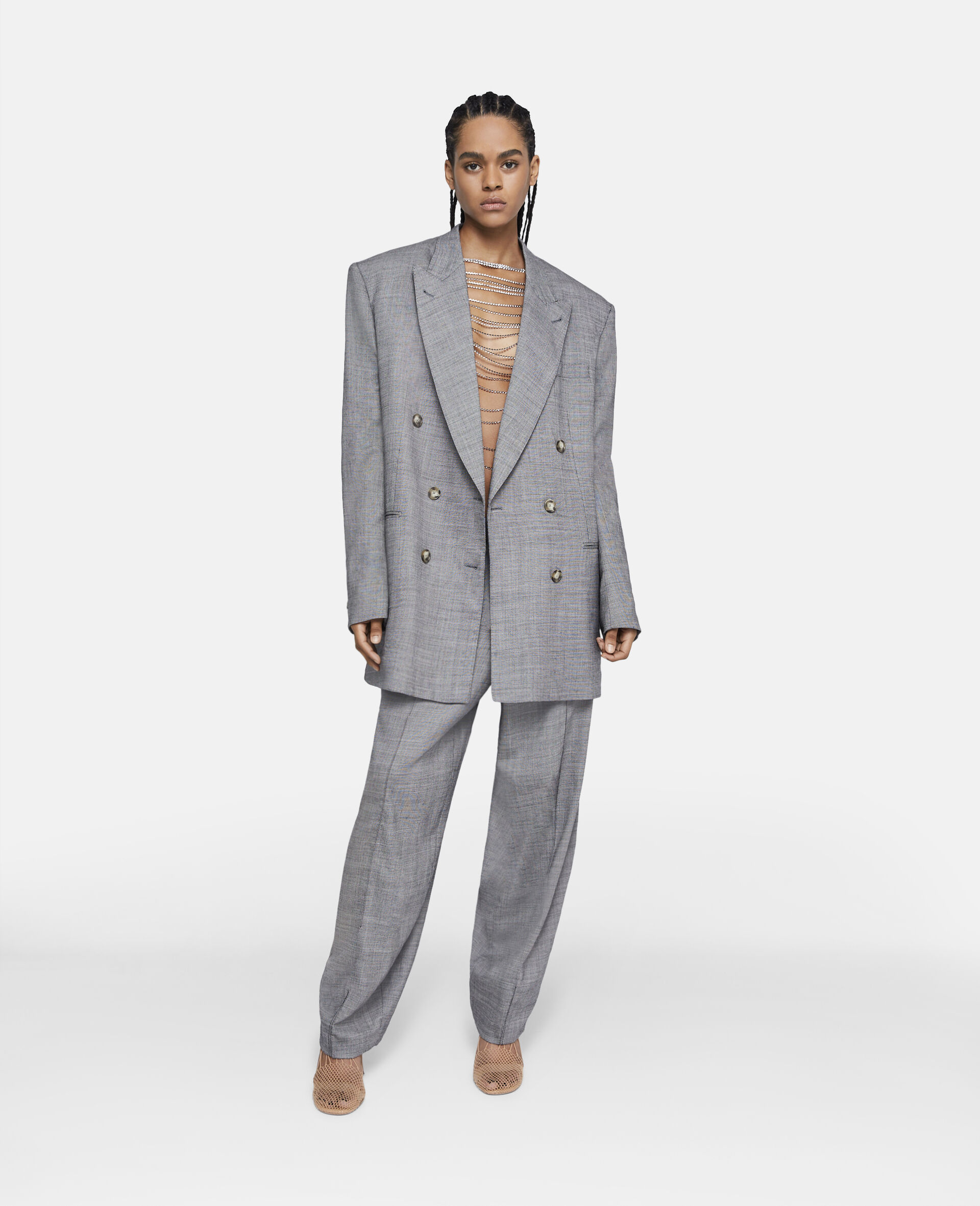 Stella Mccartney Grey Double-breasted Blazer In Gray