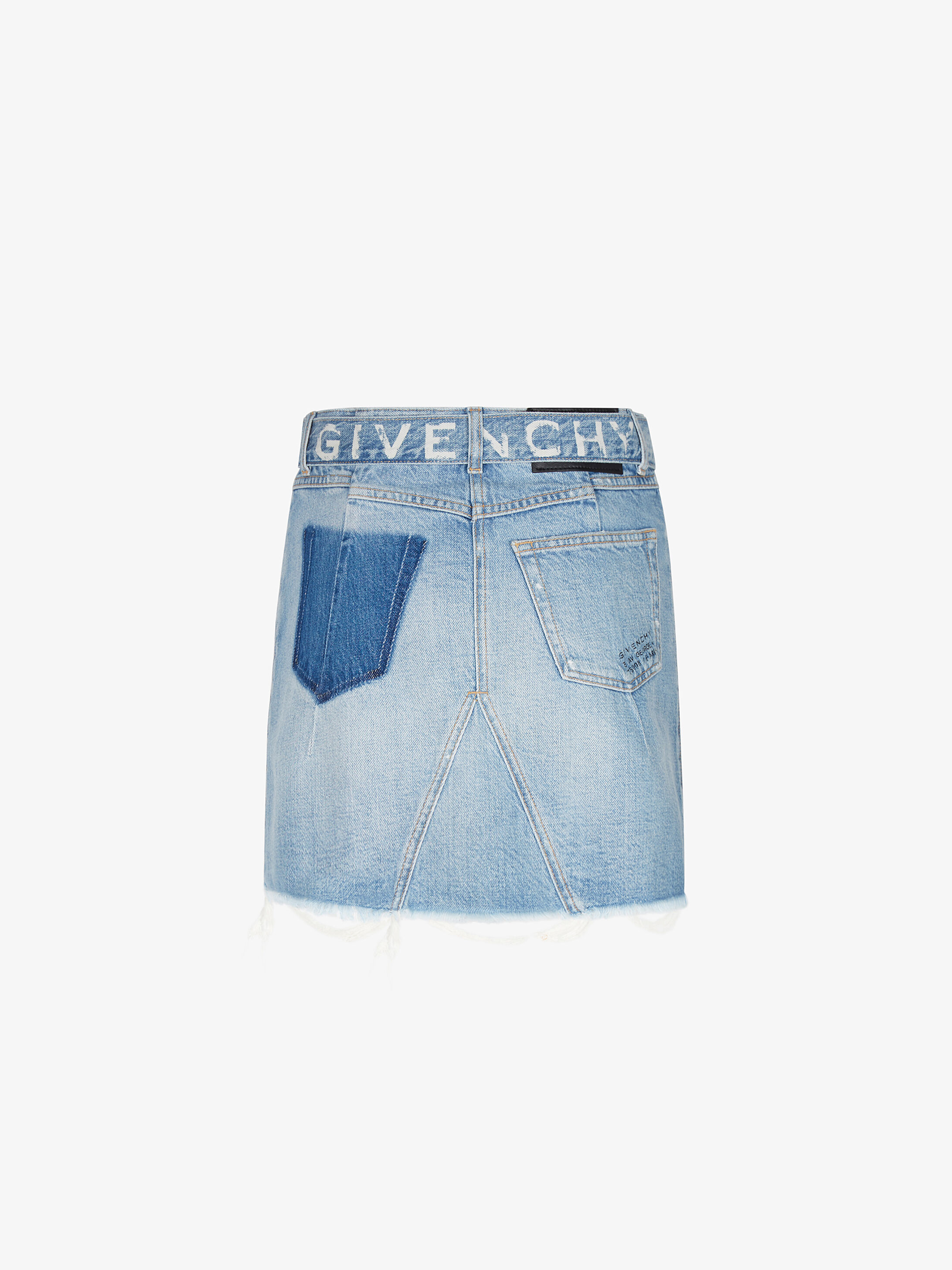 GIVENCHY BELTED DENIM MINI SKIRT 