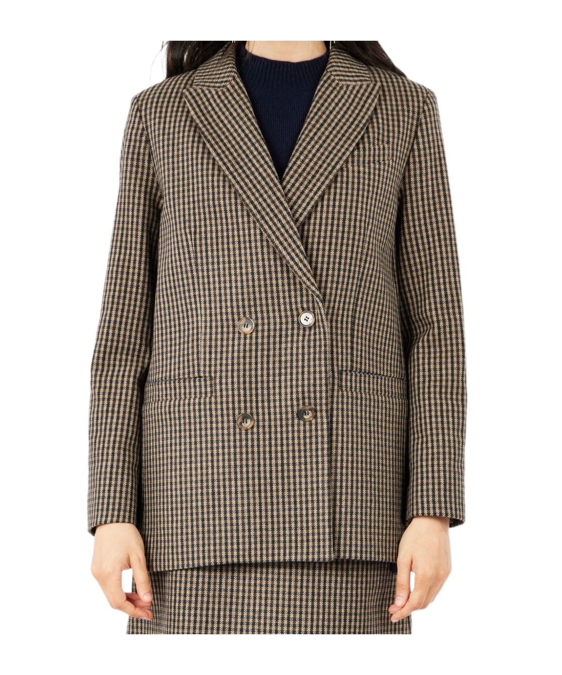Apc Double-breasted Long Sleeve Top Front Pockets In Brown
