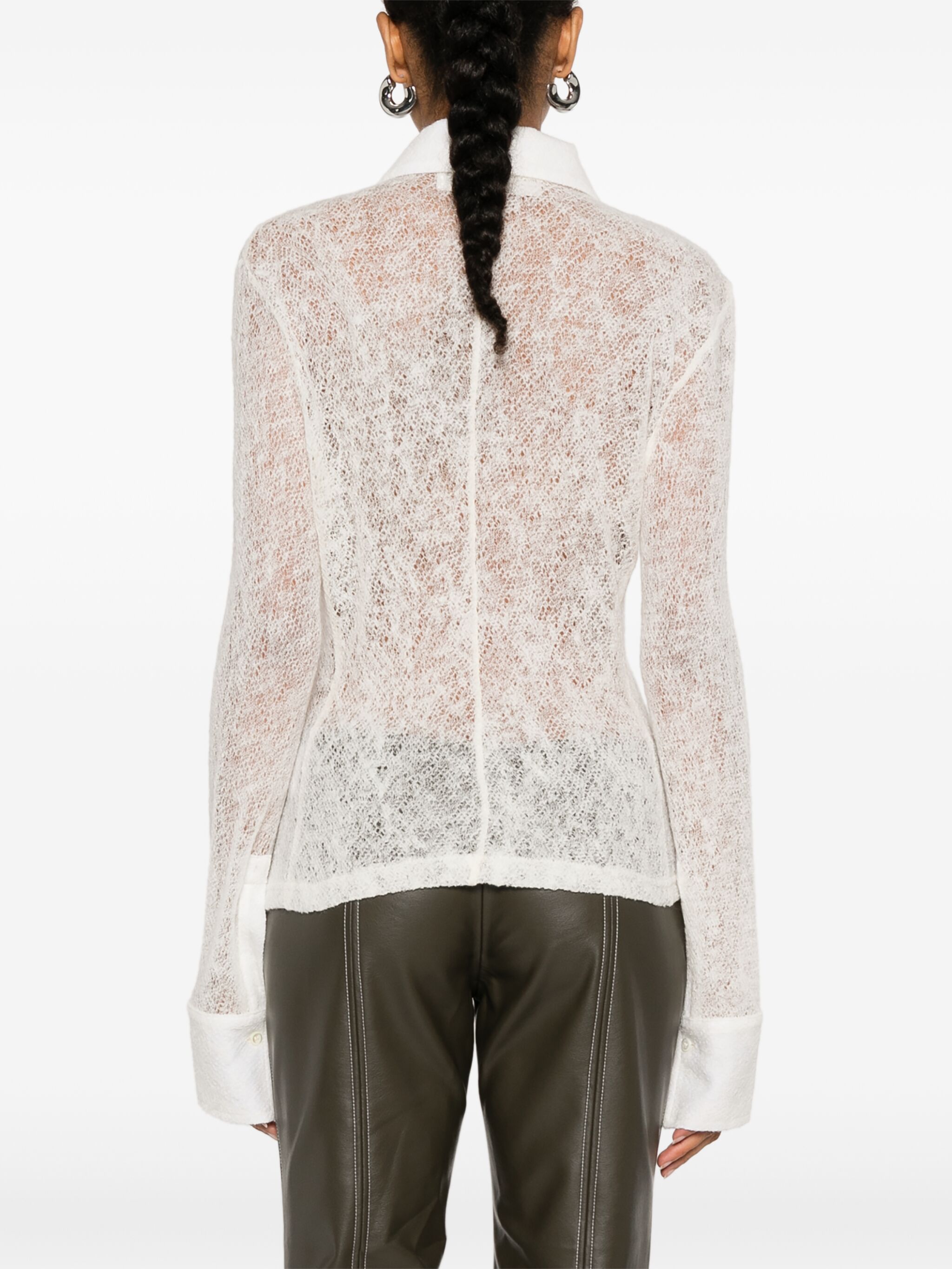 Séfr Thelma Open Knit Wool Shirt In White
