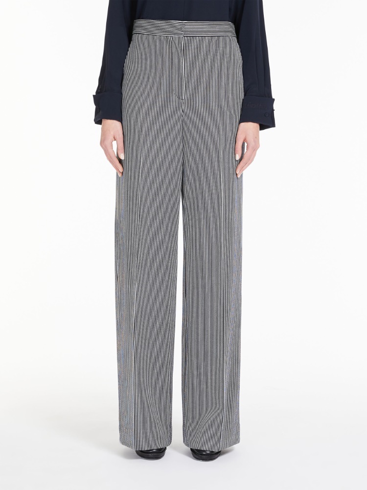 Max Mara Stripe-pattern Trousers In Gray