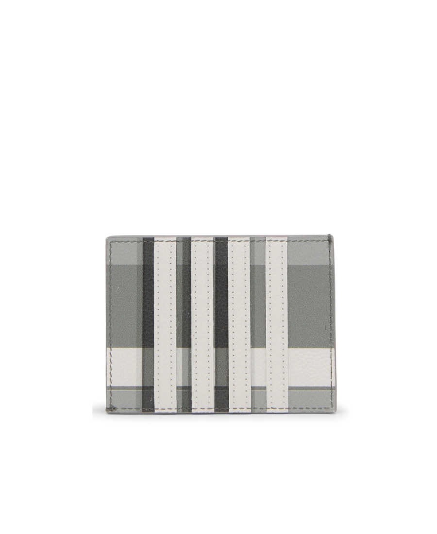 Thom Browne Logo-tag Check-pattern Cardholder In Gray