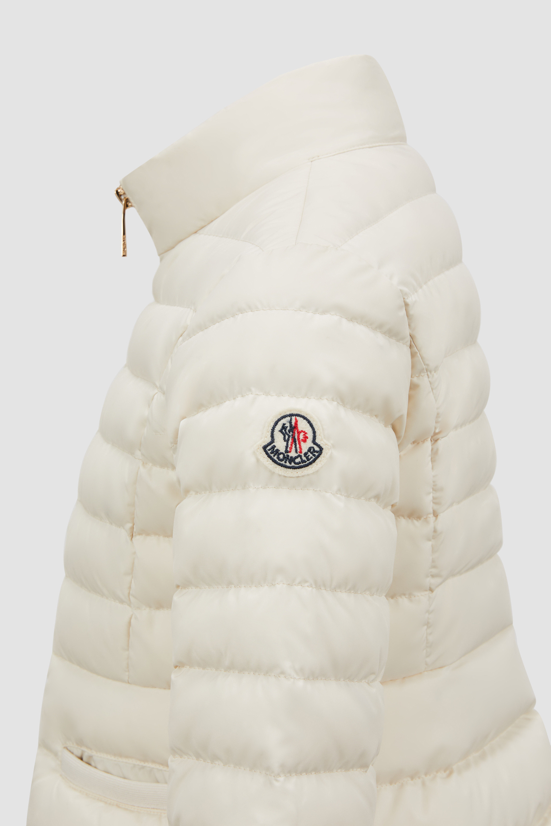 Moncler High-collar Long-sleeved Down Jacket In White