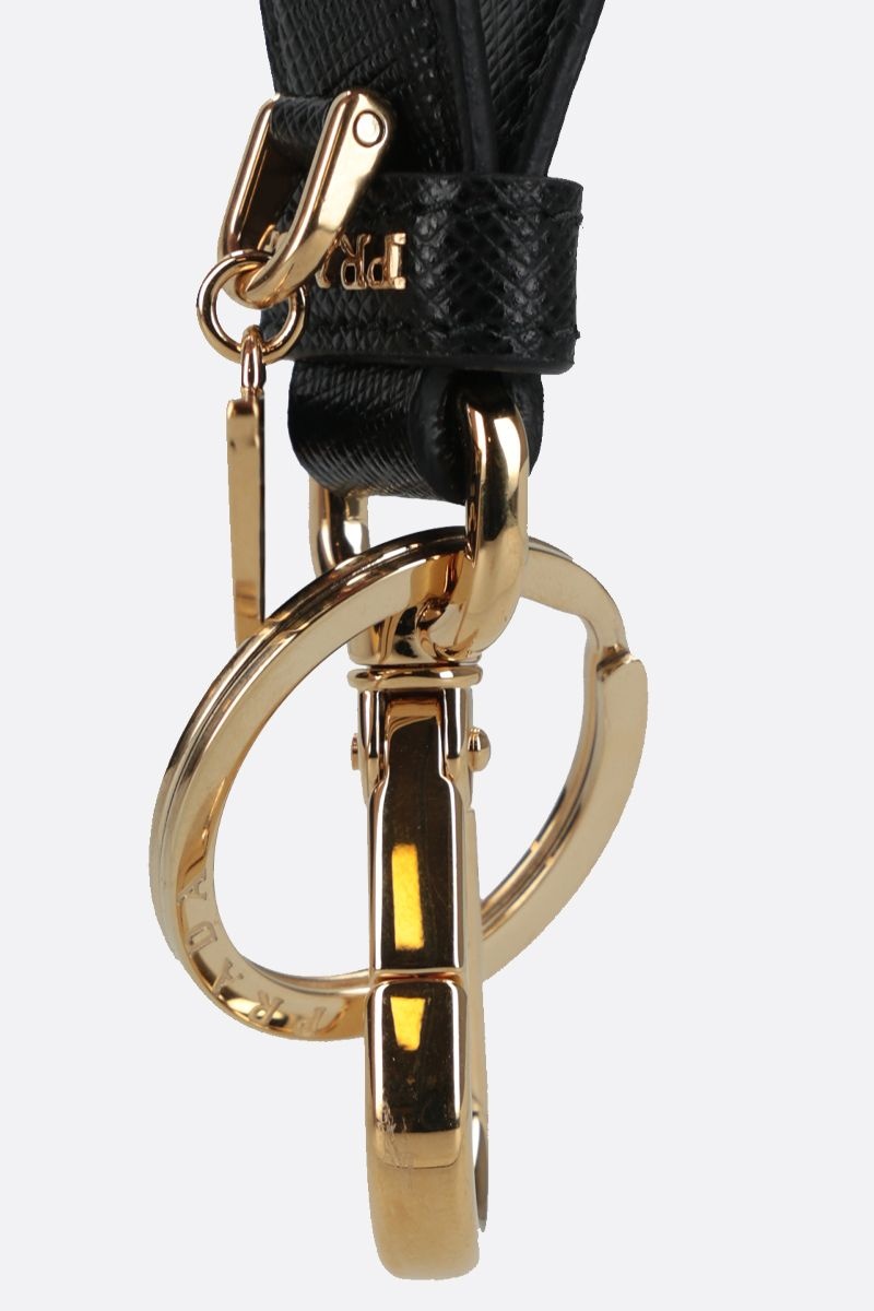 Prada Saffiano Leather Key Ring In Black
