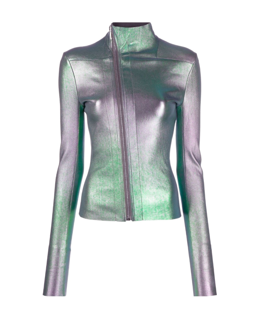 Rick Owens Gary Leather-blend Jacket In Gray