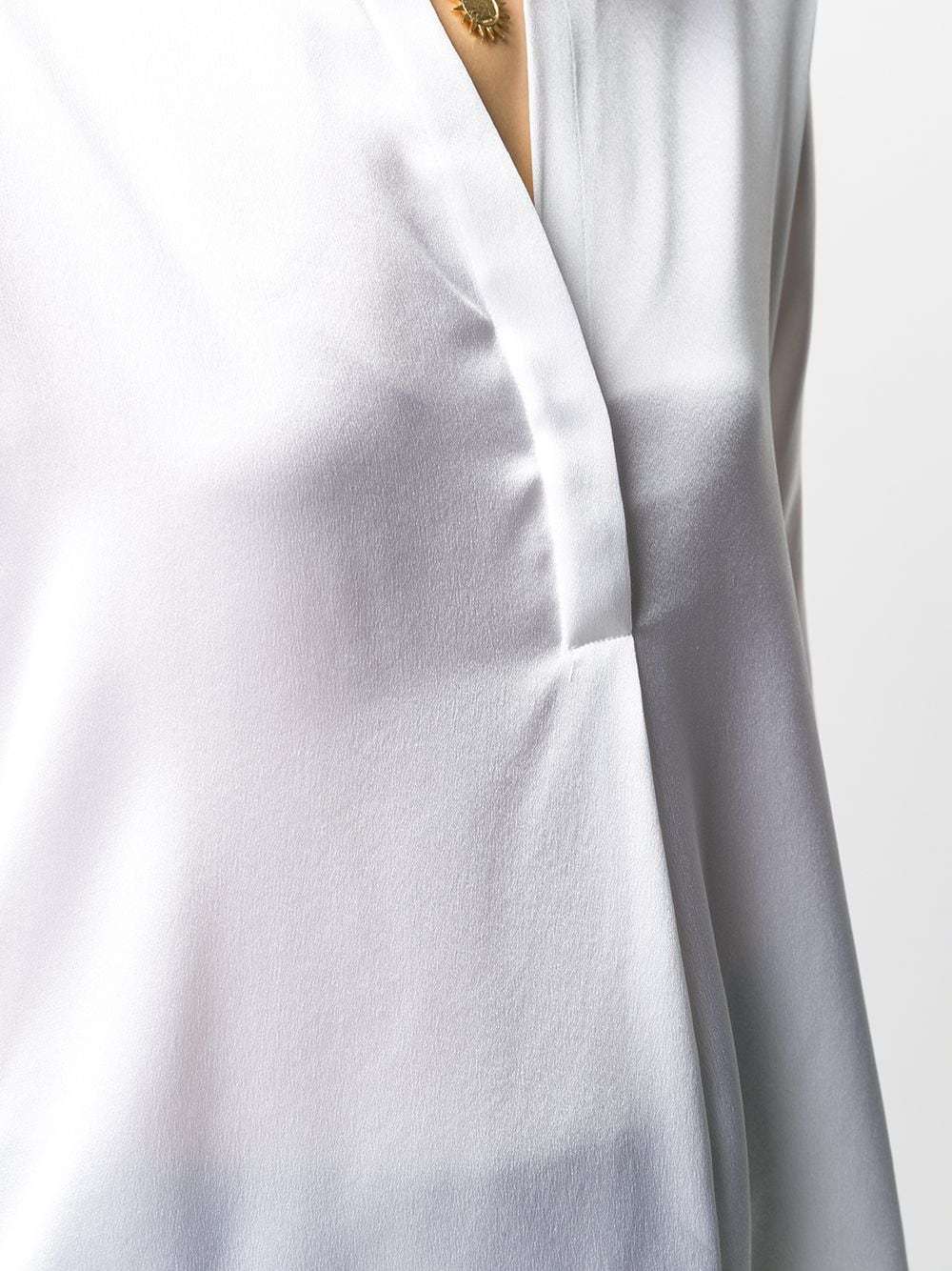 Vince Open Neck Long-sleeved Loose Fit Blouse In Optic White