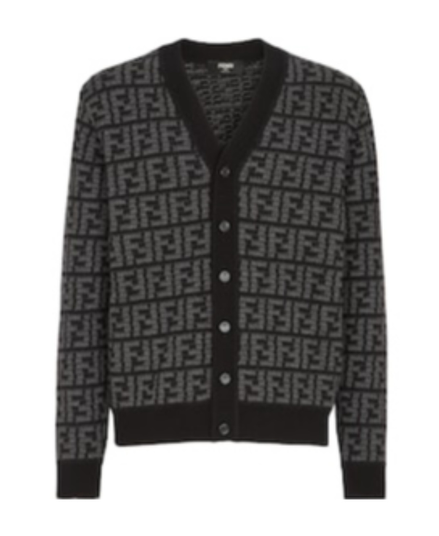 Fendi Monogrammed Button-up Cardigan In Black