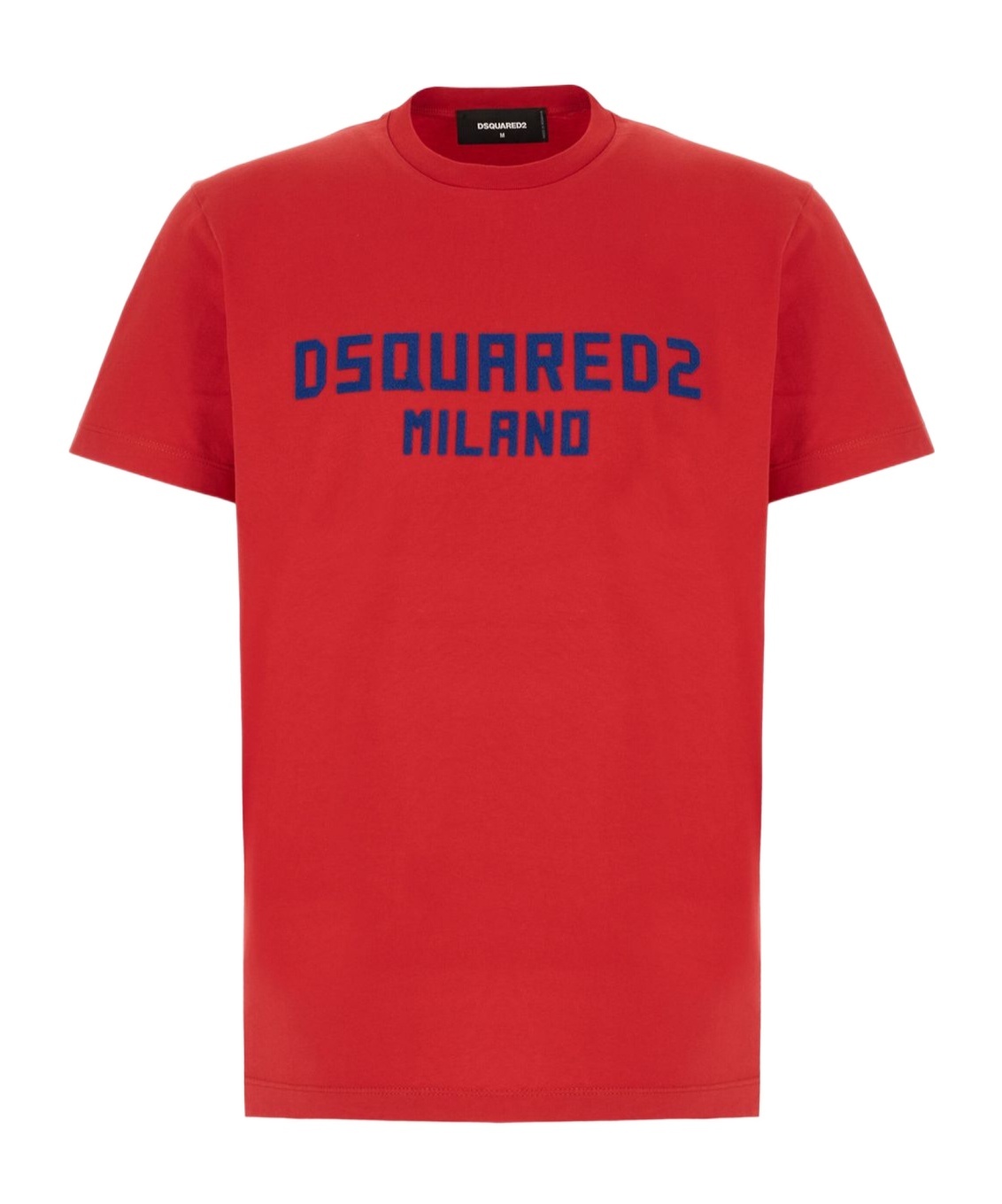 Dsquared2 Red Crewneck T-shirt With Logo Lettering On The Front In Cotton Man In Red
