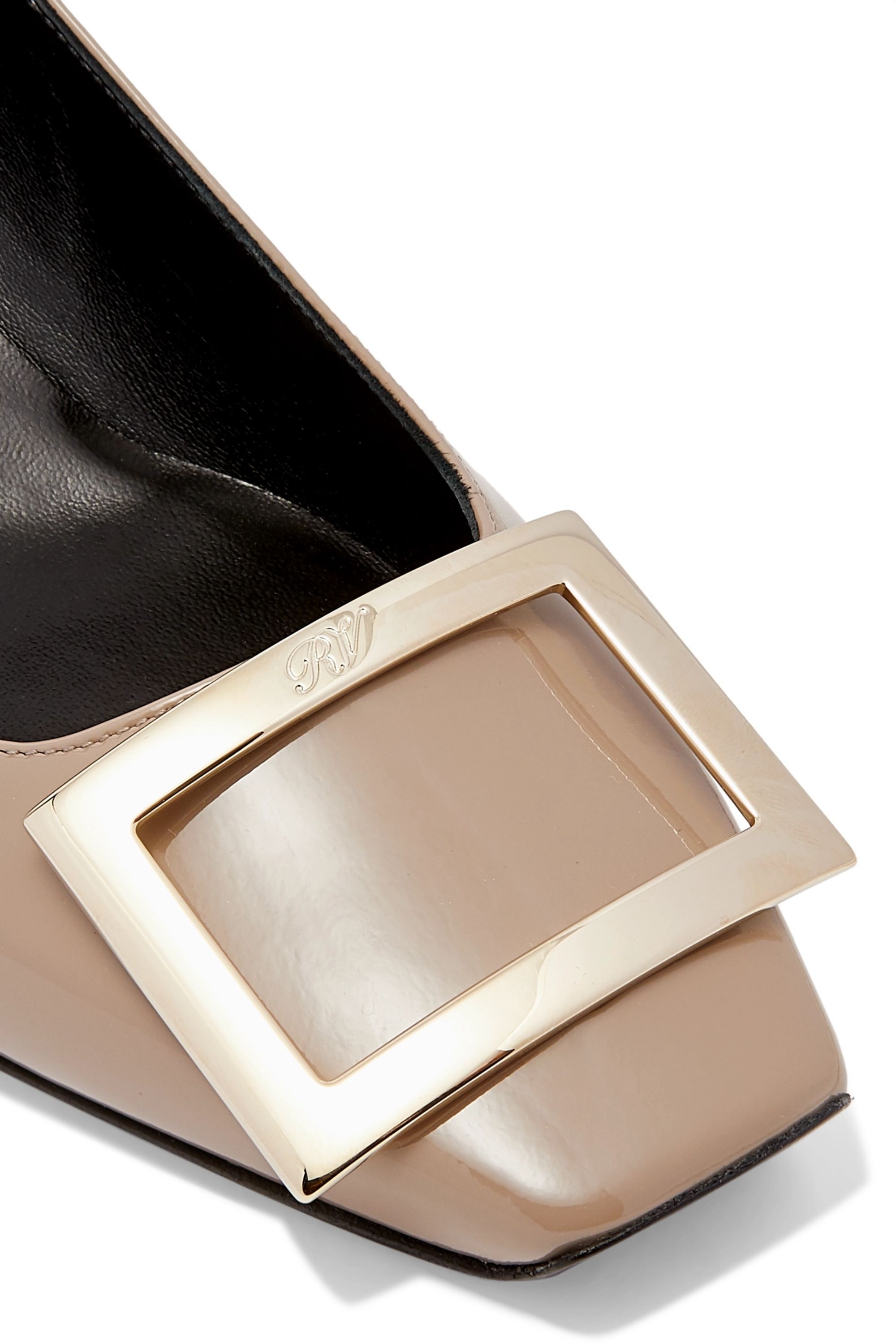 Roger Vivier Belle Vivier 45 Metal Buckle Pumps In Patent Leather In Nude