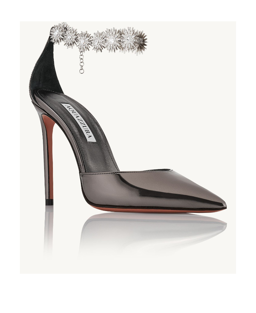 Aquazzura Comet 105mm Crystal-embellished Patent Pumps In Black