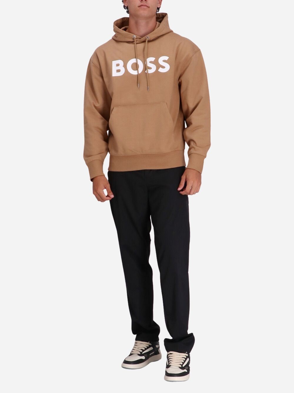 Shop Hugo Boss Logo-print Cotton Hoodie In Pink