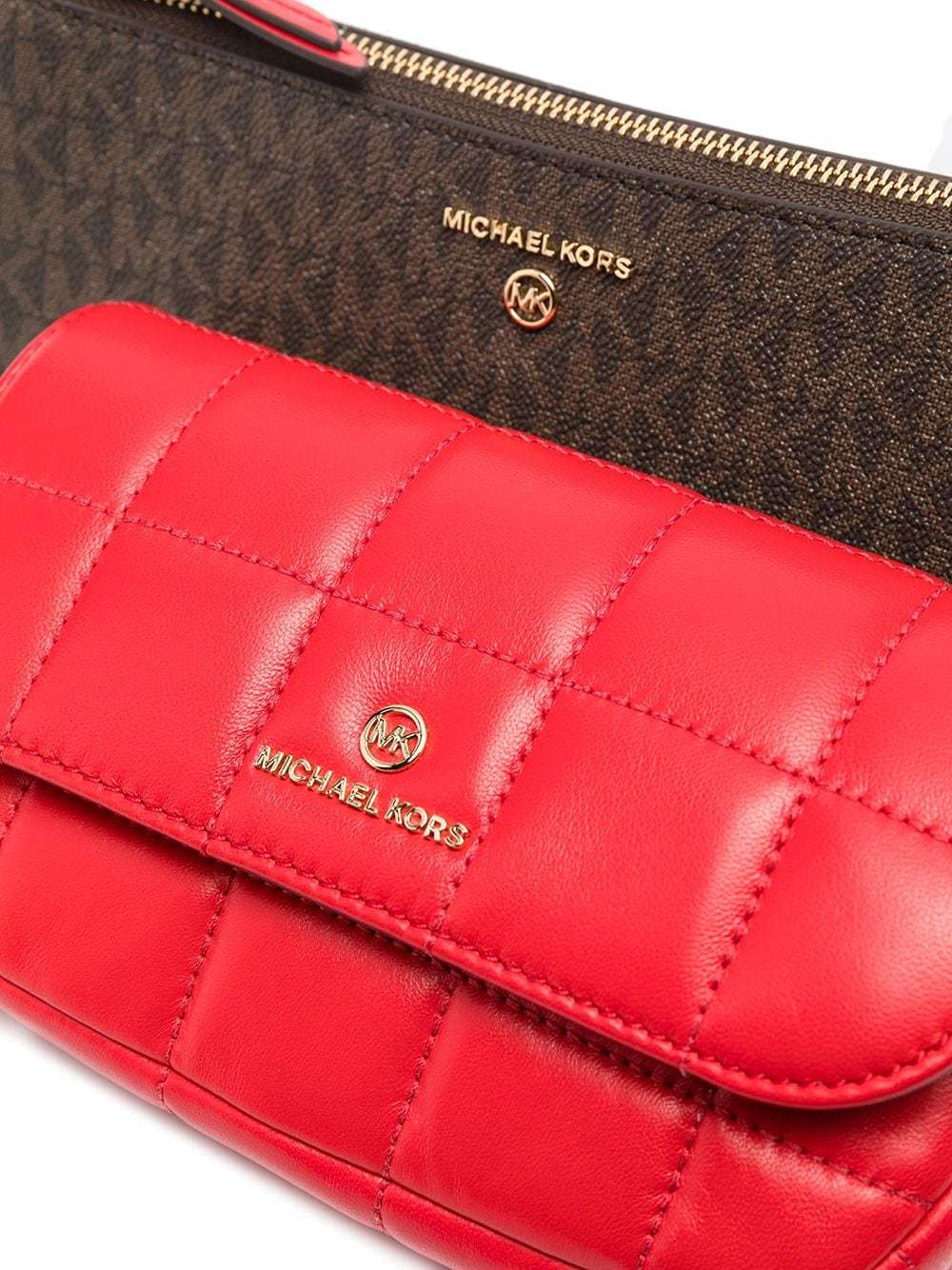 Michael Michael Kors Logo-print Double Cross-body Bag In Red