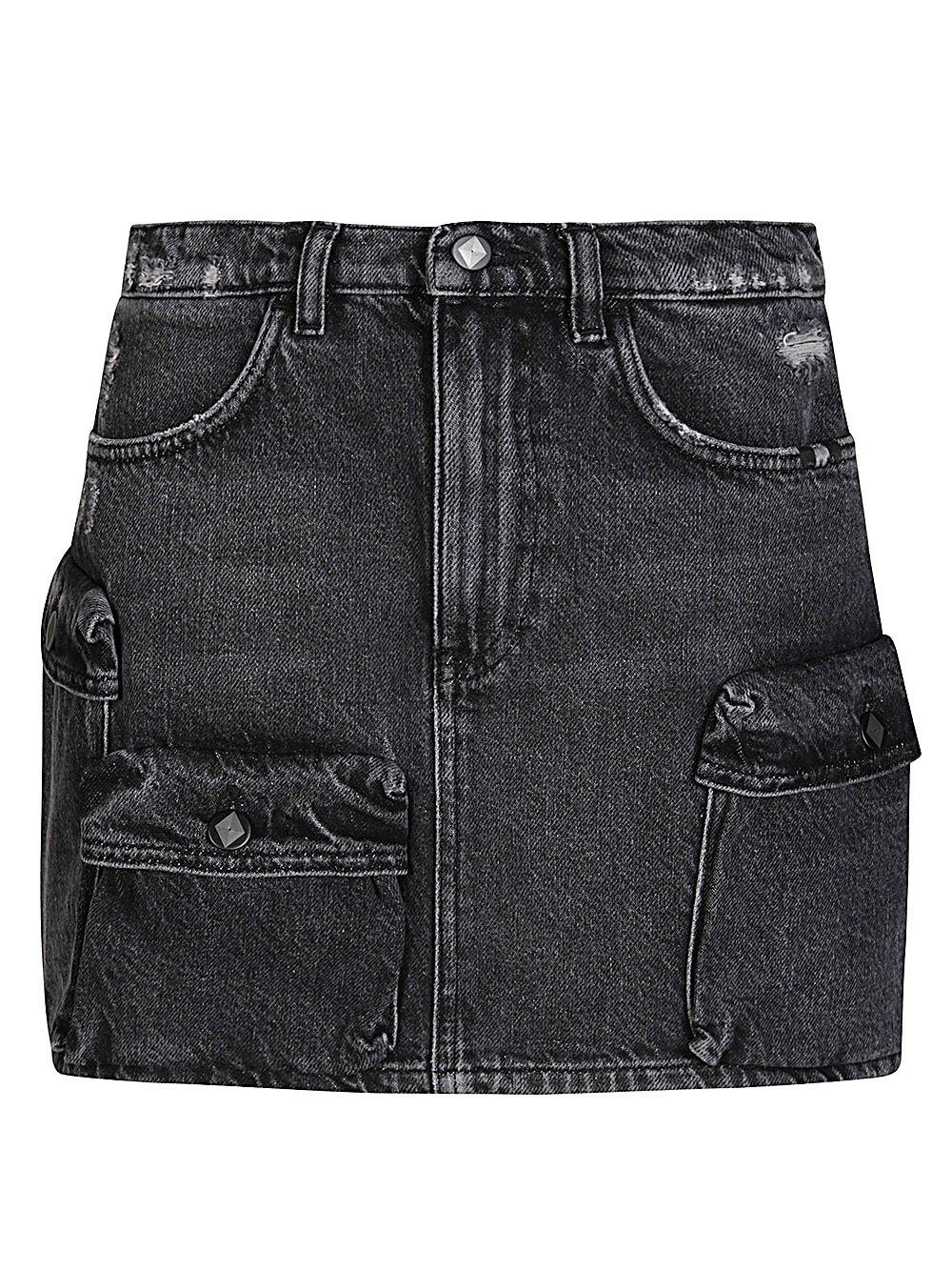 Amish Belt-loop Denim Skirt In Black