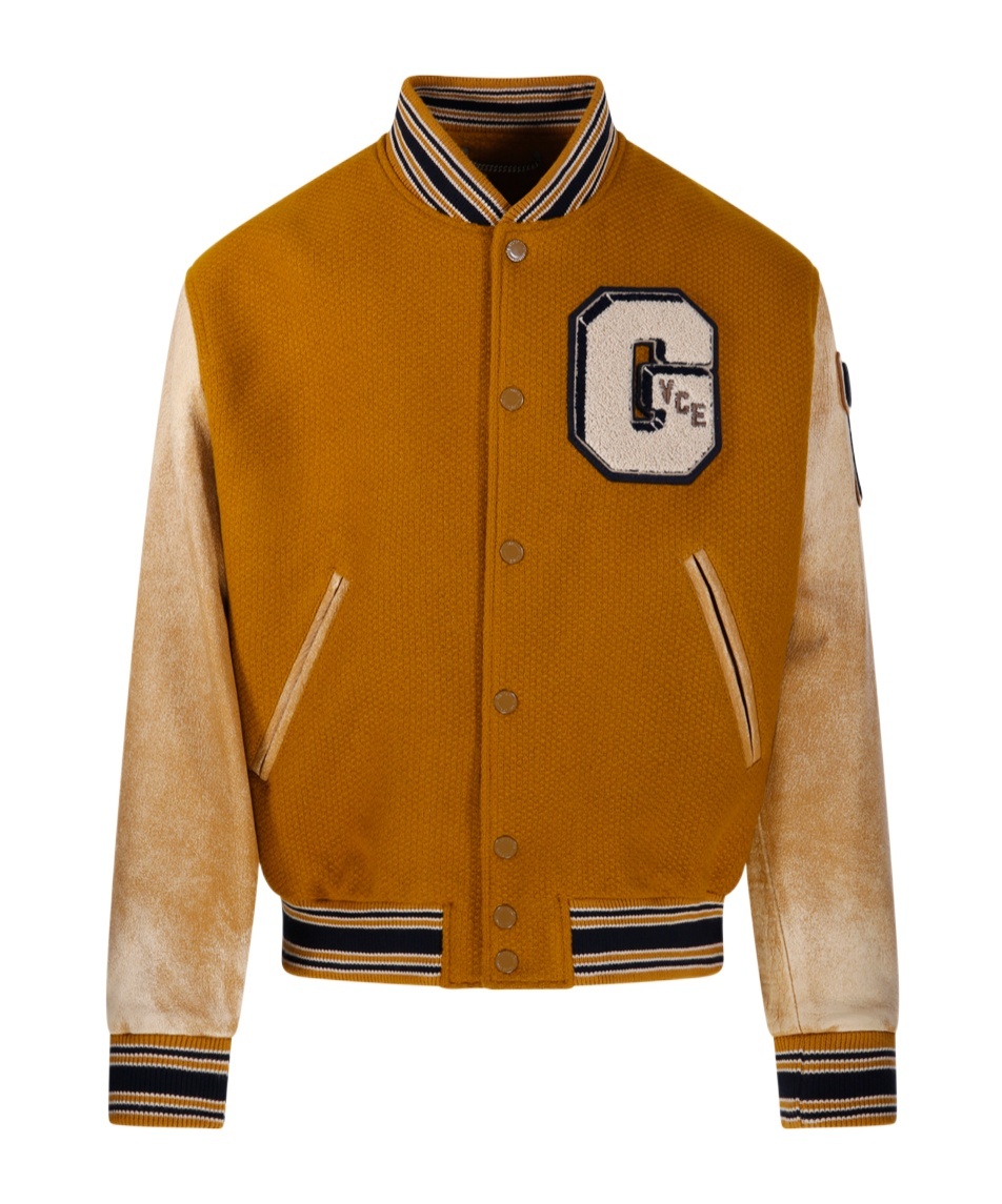 Golden Goose Wool And Leather Bomber Jacket In Brown