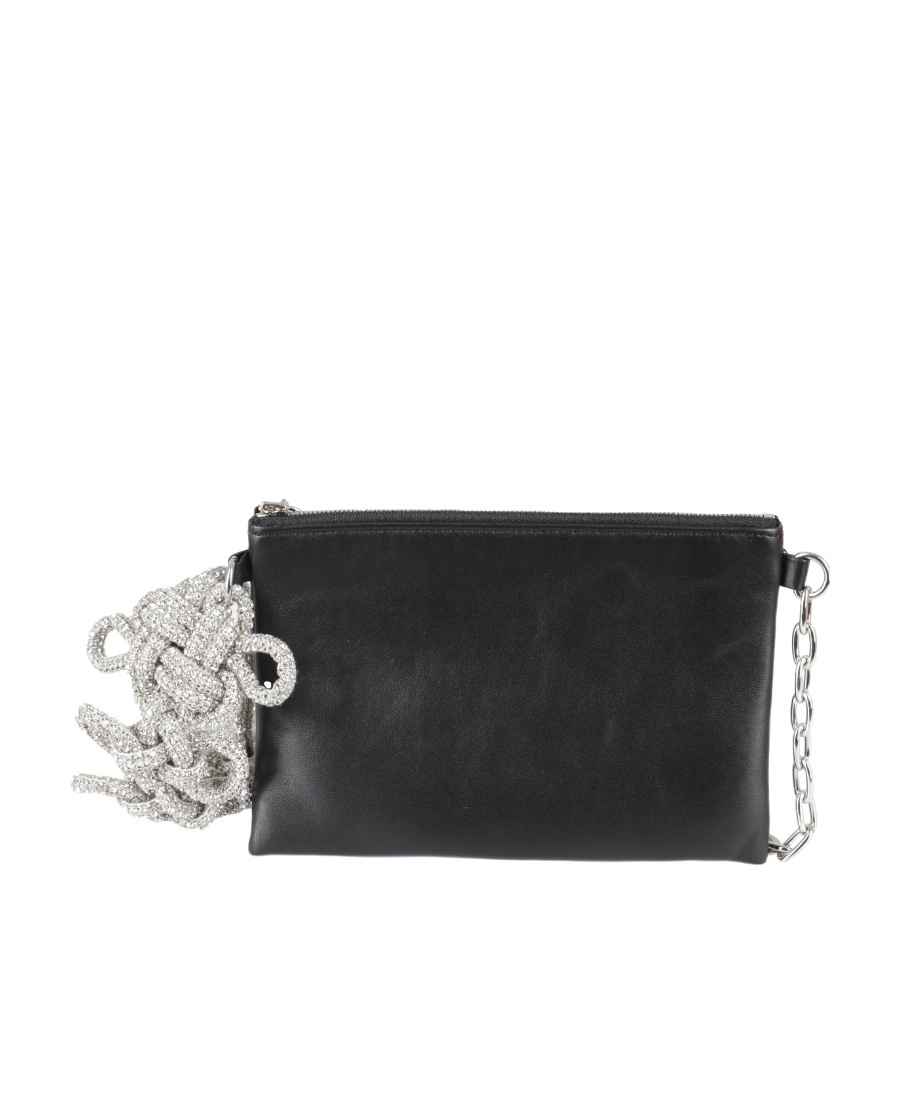 Kara Crystal-knot Shoulder Bag In Black