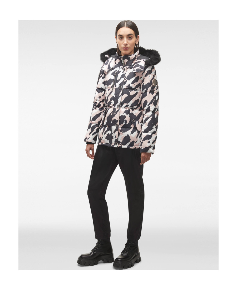 Moose Knuckles Camouflage Printed Down Jacket In Black