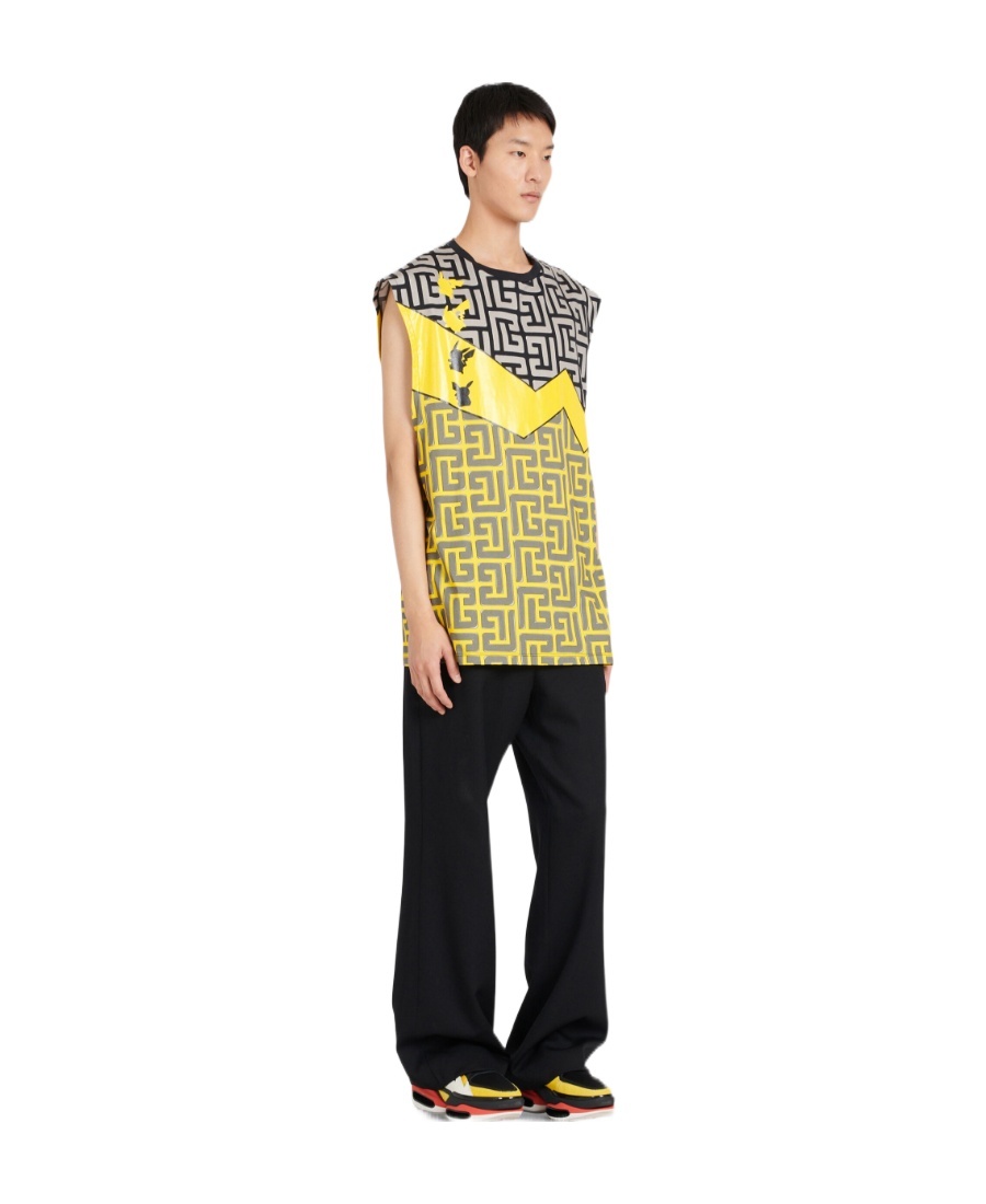 Shop Balmain Unisex - Oversized Pokémon Print Cotton T-shirt In Gray