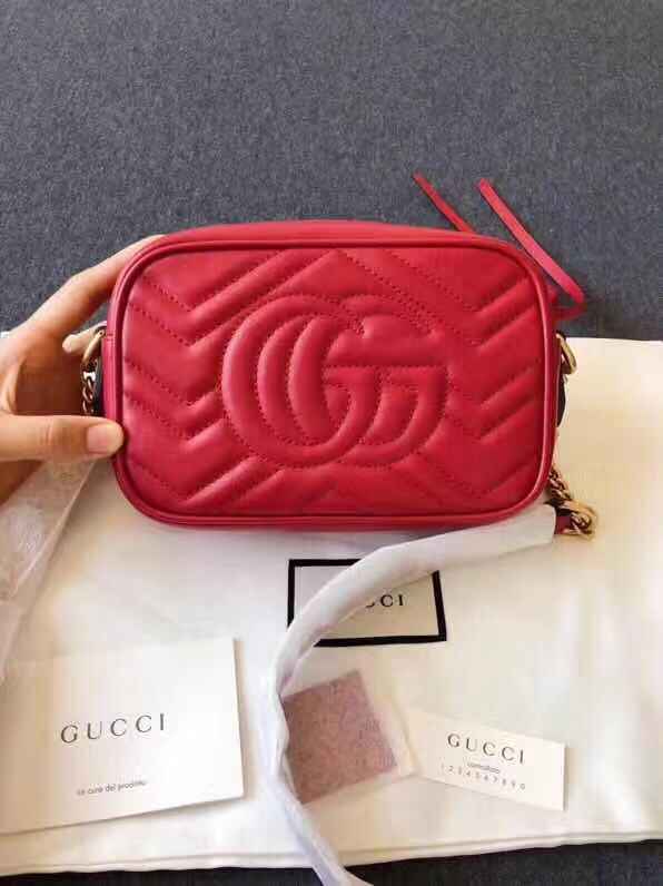 Gucci Gg Marmont Mini Matelasse Leather Camera Bag In Red