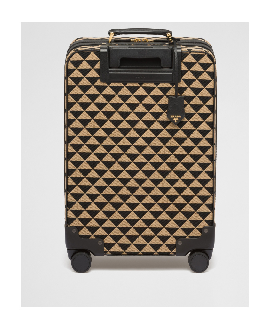 PRADA PRADA SYMBOLE EMBROIDERED JACQUARD FABRIC TROLLEY