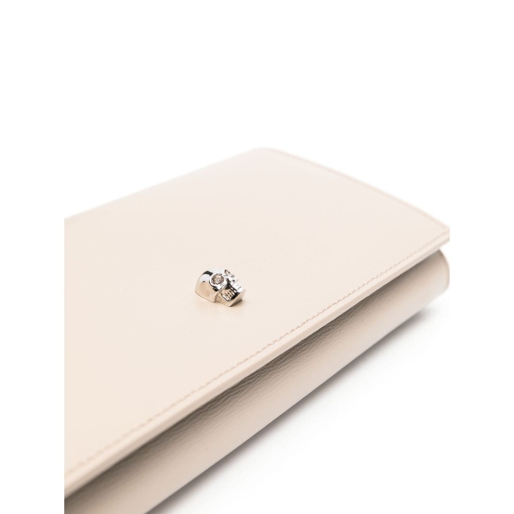 Alexander Mcqueen Skull-logo Leather Crossbody Bag In Nude