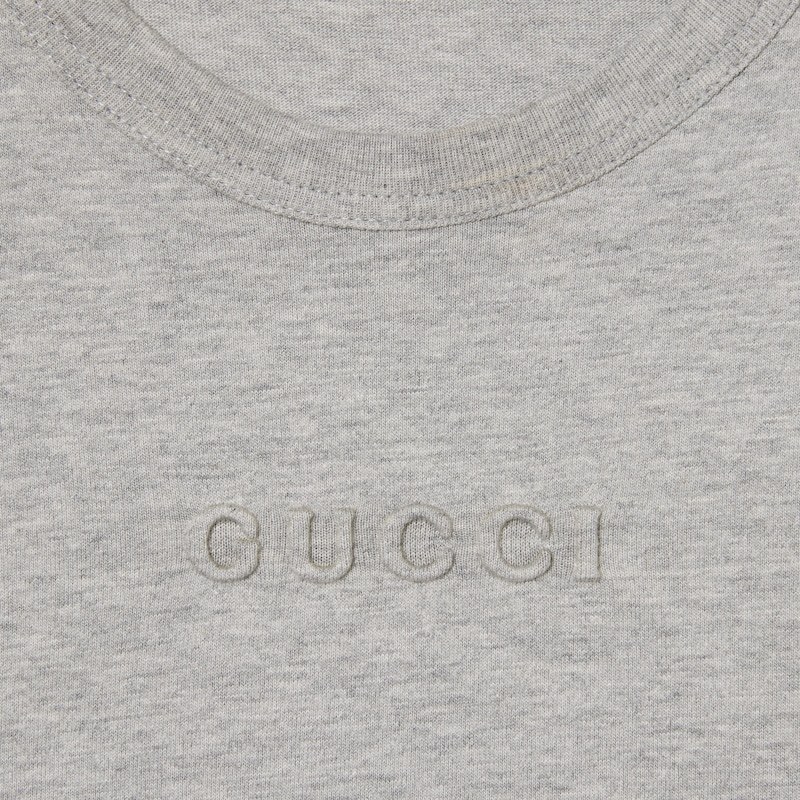 Gucci Cotton Jersey Embossed T-shirt In Gray