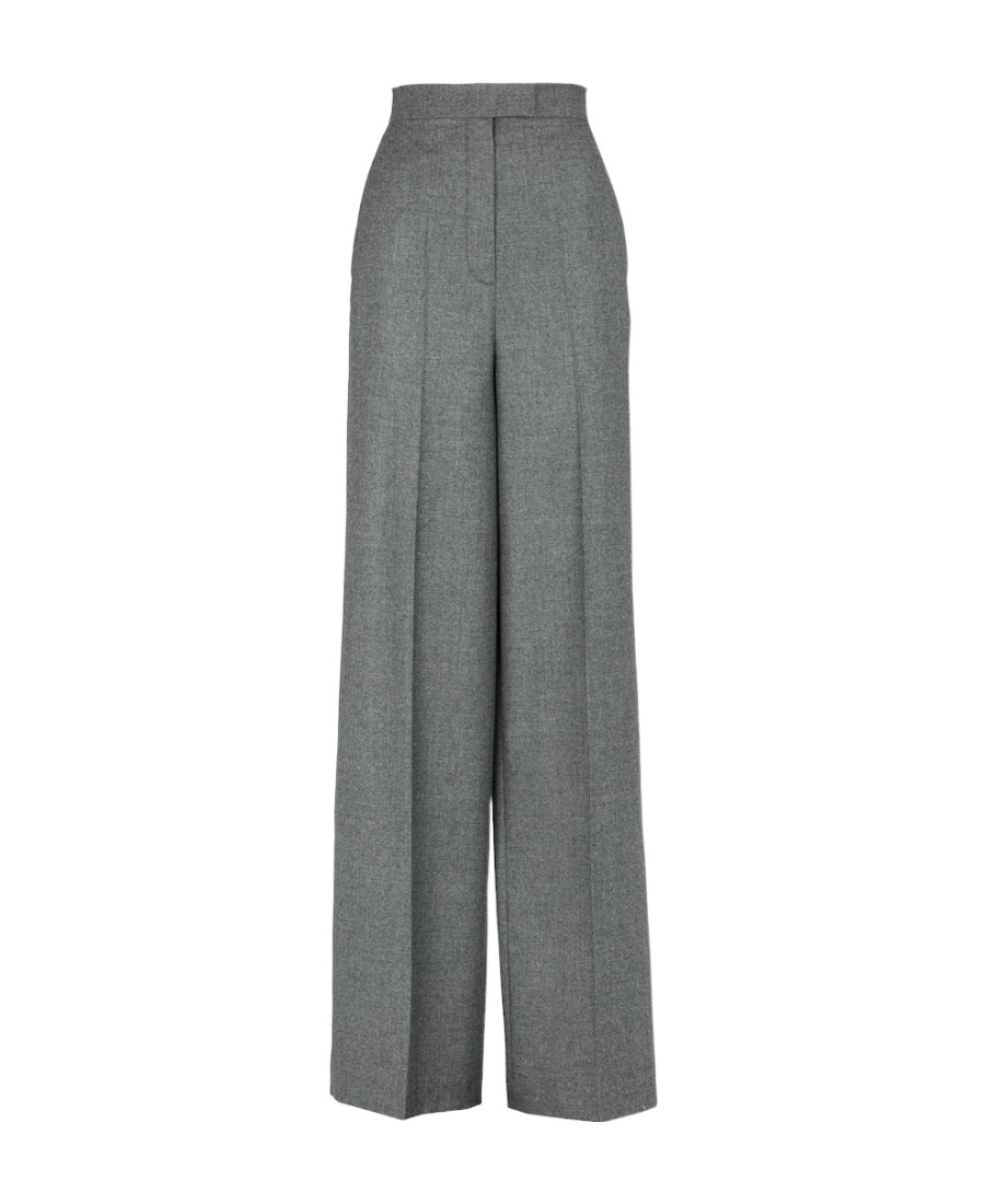 Fendi Wide Leg Wool Pants In Gray