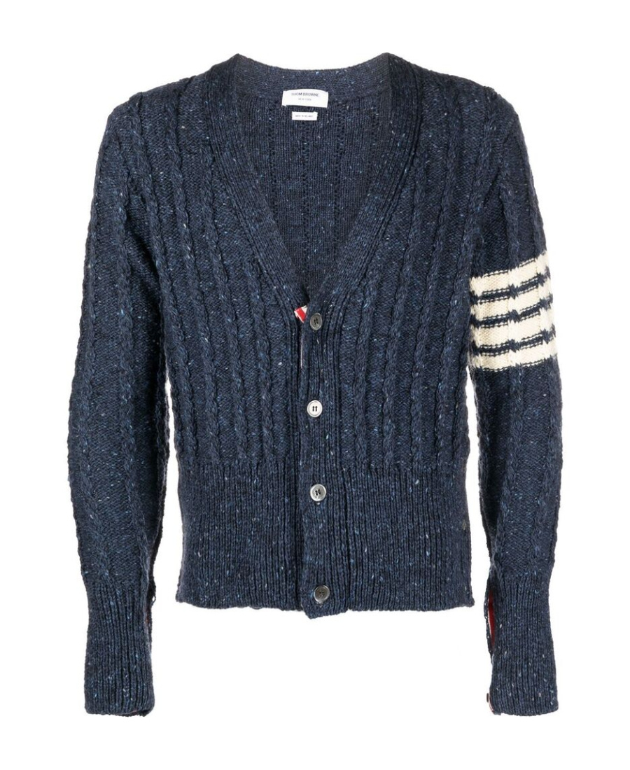 Thom Browne Twist Wool Cable-knit Cardigan In Black