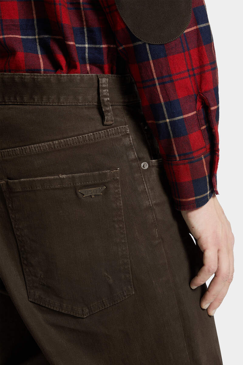 Dsquared2 Bull Leatherette Wash Loose Jeans In Brown
