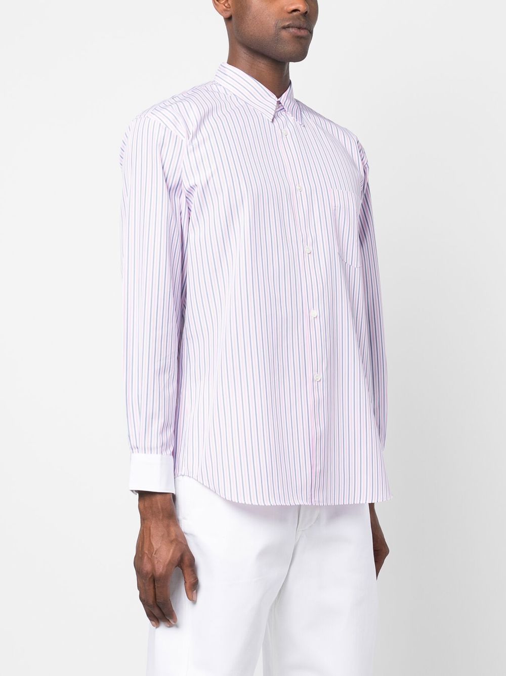 Comme Des Garçons Logo Long-sleeved Shirt In White