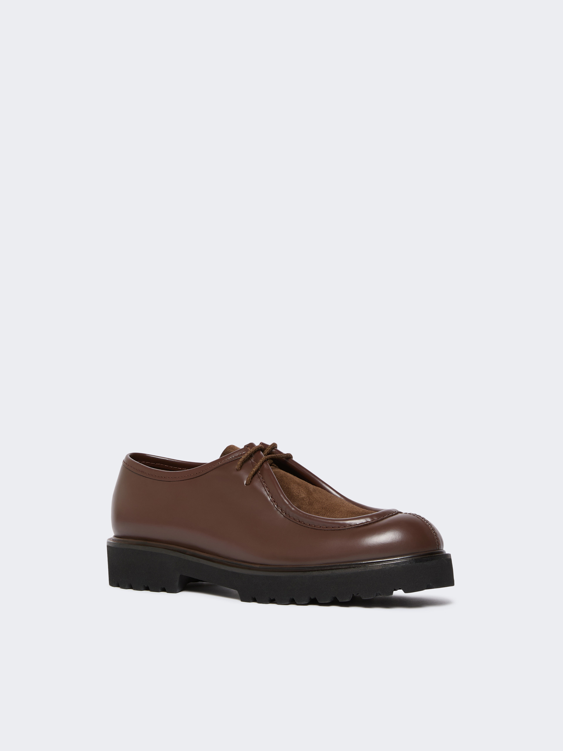 Max Mara Leather And Suede Lace-up Shoes In Brown