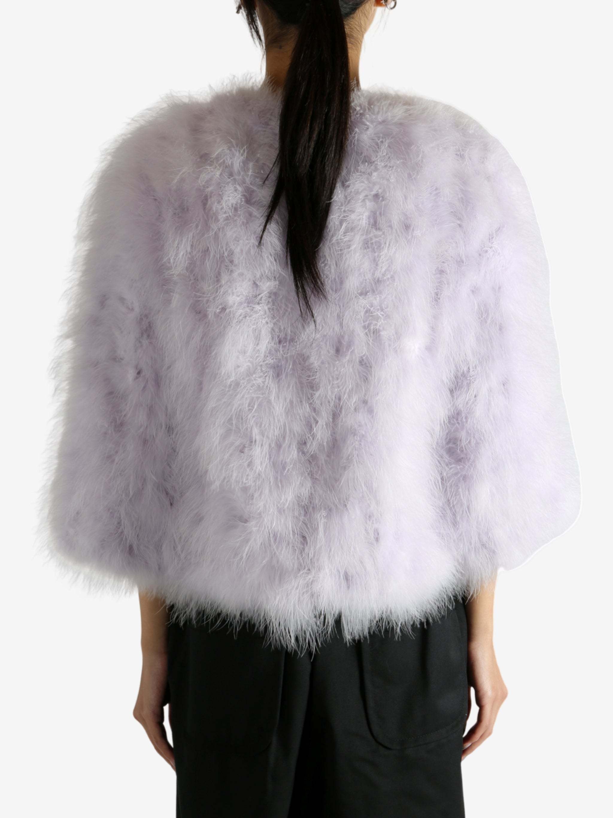 Yves Salomon Feather Jacket In Gray