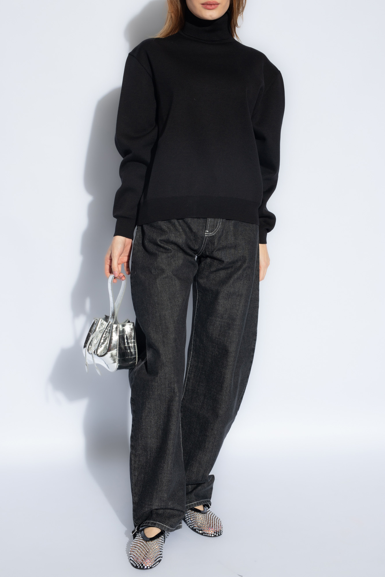 ALAÏA ALAÏA ROLL NECK RIBBED JUMPER 