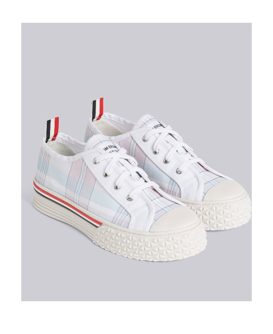 Thom Browne Collegiate Madras-print Low-top Sneakers In White