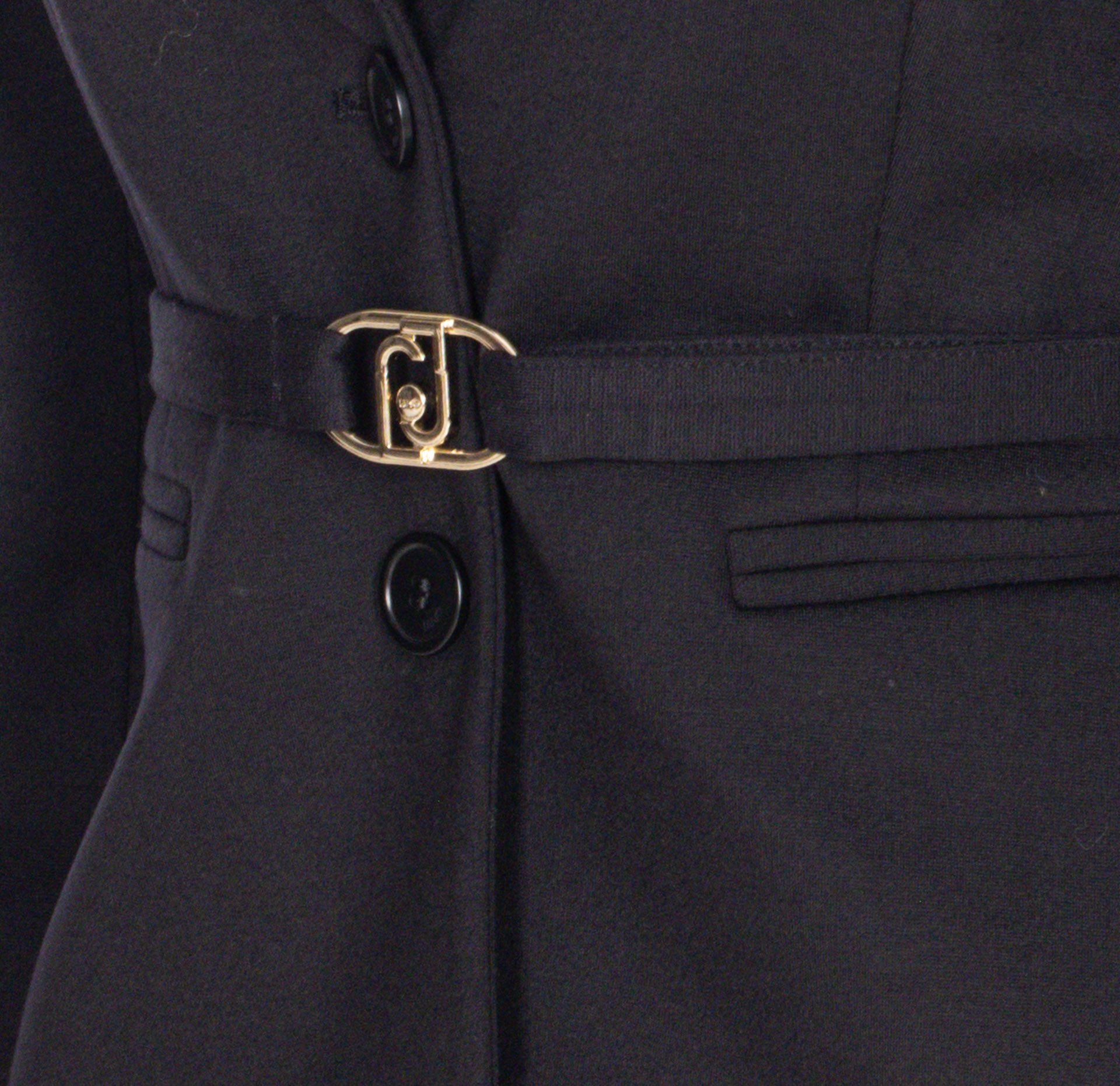 Liu •jo Belted Fitted Jacket V-neck In Black
