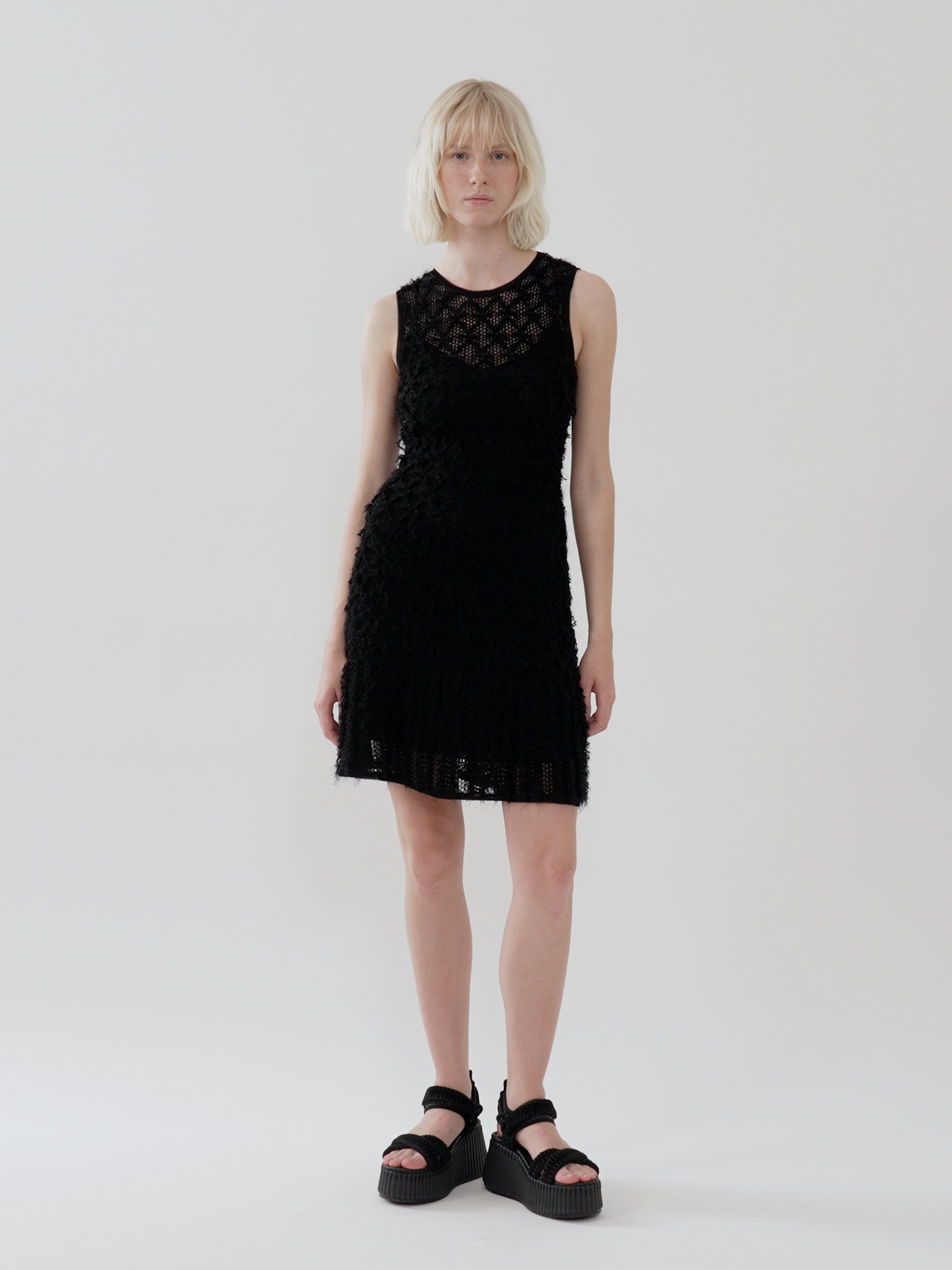 Chloé Frayed Flared Dress In Black