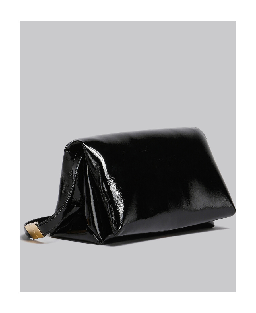 Marni Small Prisma Patent Shoulder Bag In Black