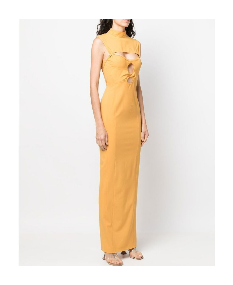 Jacquemus La Robe Palmi Stretch Cut Out Midi Dress In Orange