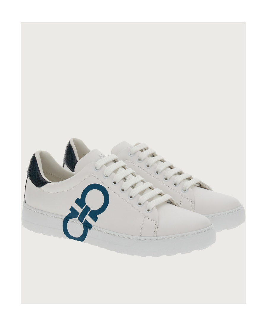 Ferragamo Gancini-print Low-top Sneakers In White