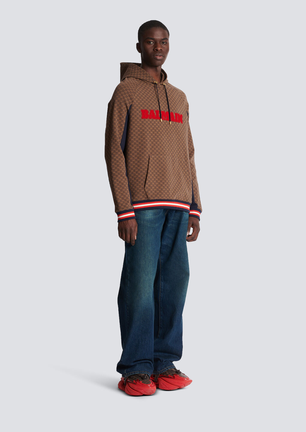 BALMAIN MINI MONOGRAM JACQUARD HOODIE