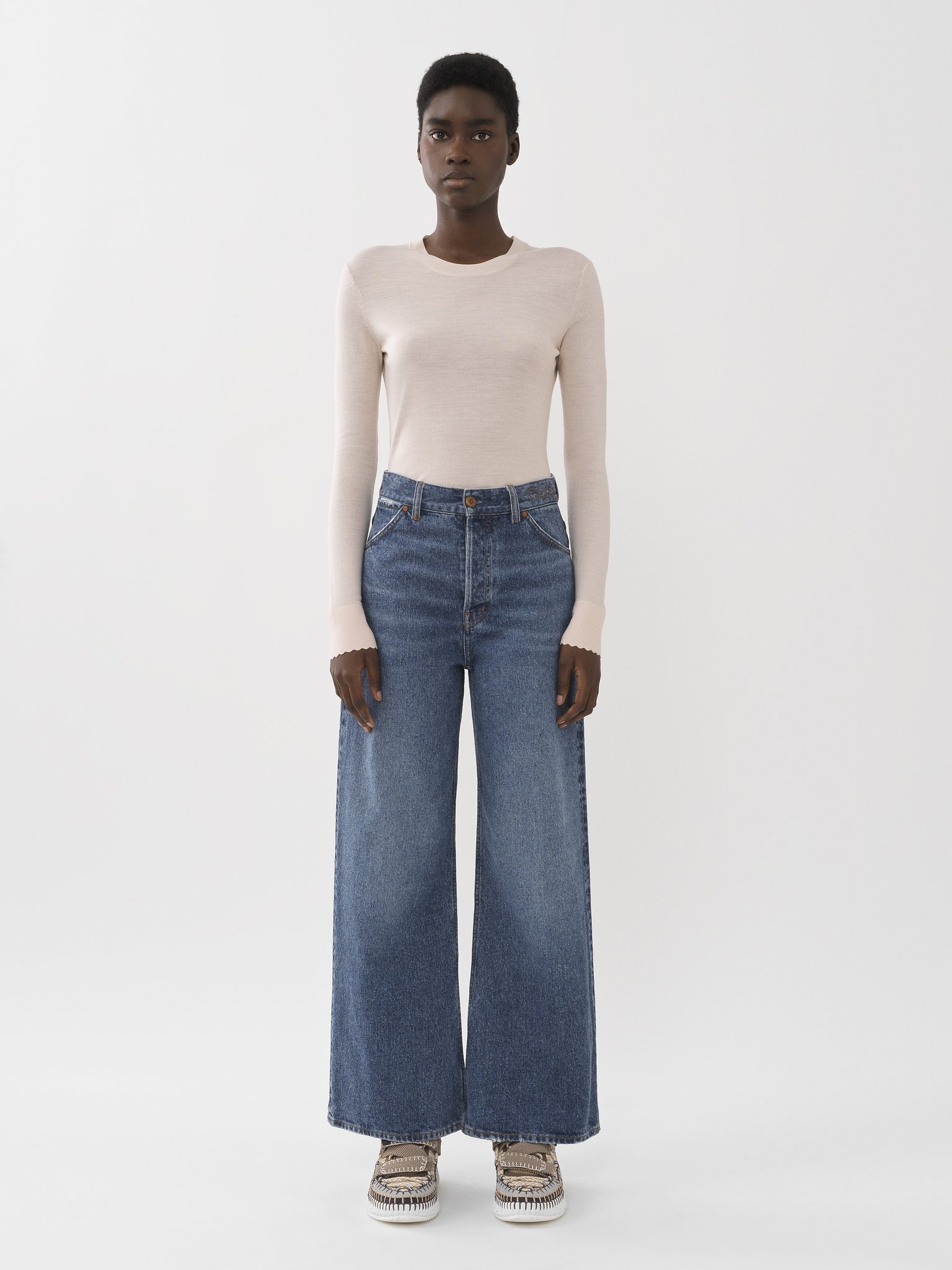 Shop Chloé High-rise Wide-leg Jeans In Blue