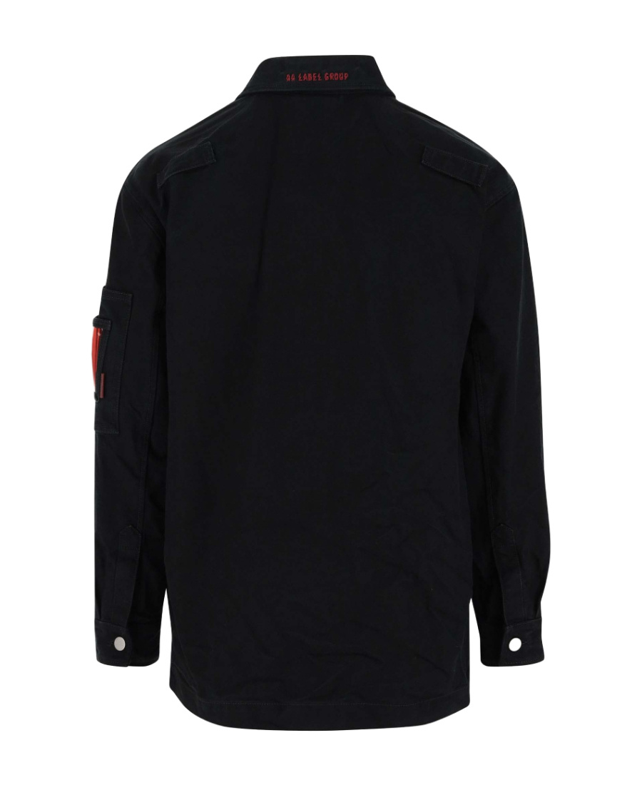 44 Label Group Multipocketed Denim Jacket With Snap Buttons In Black