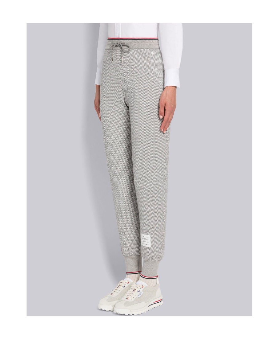 Thom Browne Herringbone Pattern Track Trousers In Gray